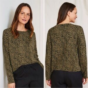 Garnet Hill Silk Cotton Leopard Print Sweater NWOT